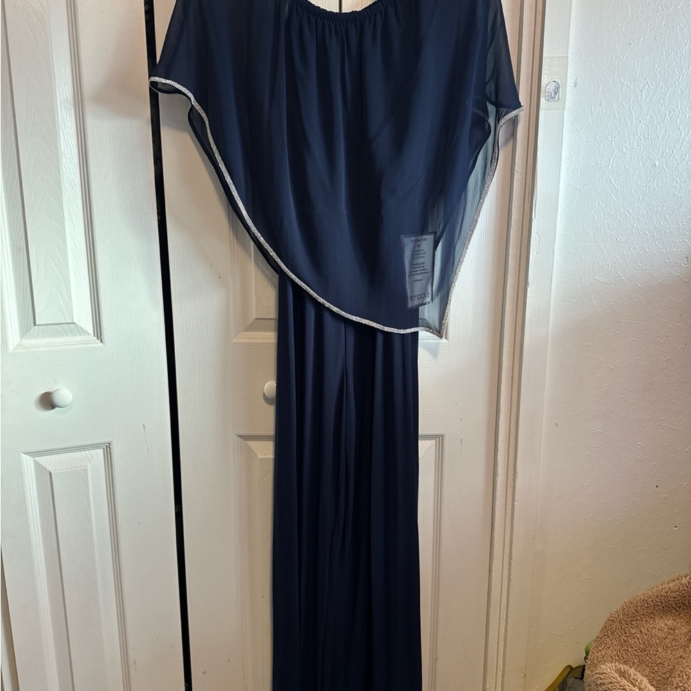 MSK Navy Blue Jumpsuit with White Trim